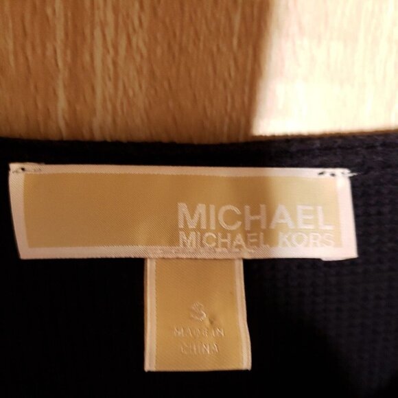 Michael Michael Kors Womens Navy Blue Tunic Thermal Lace Up Top Small - Picture 5 of 7